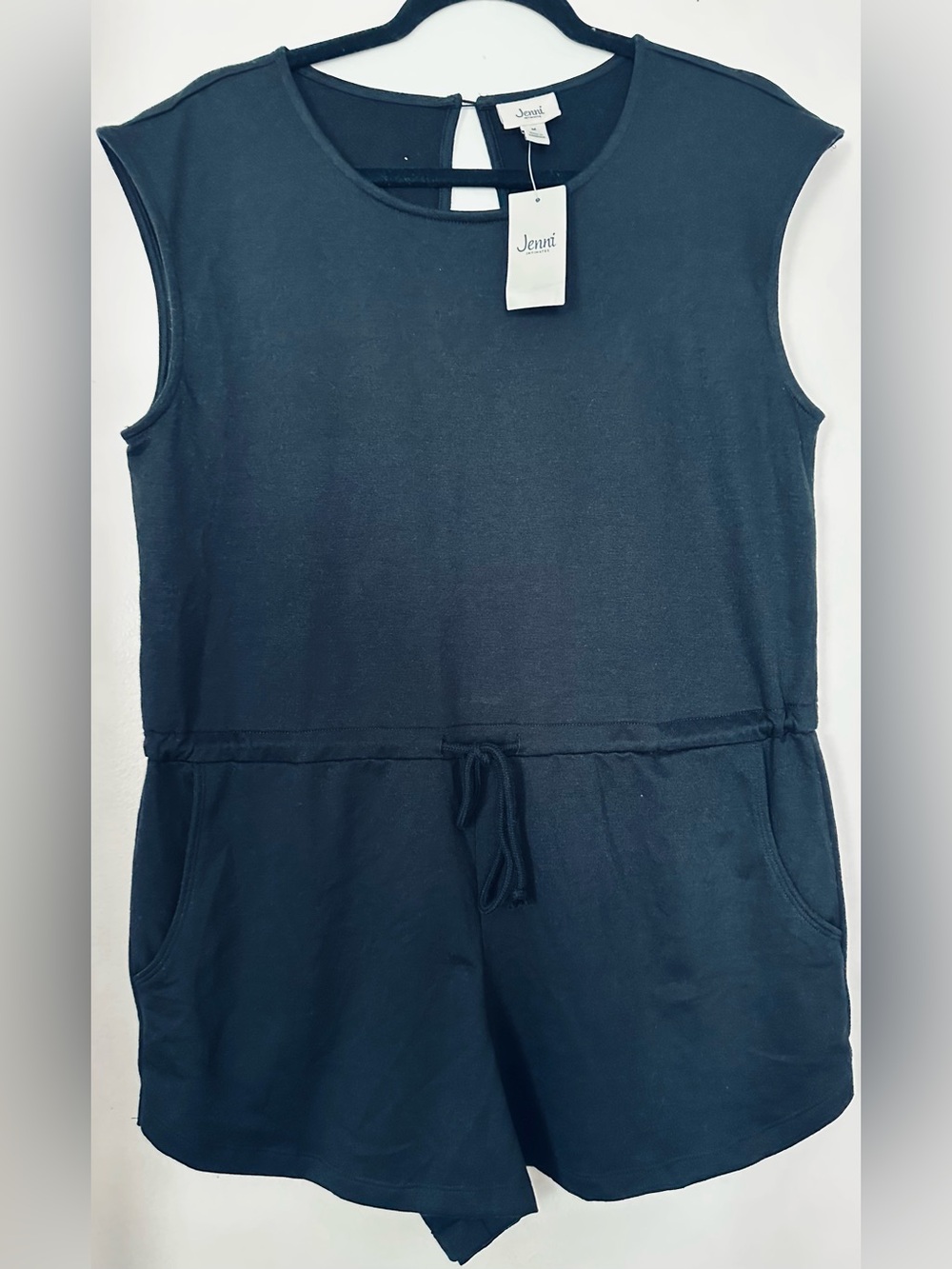 Jenni Navy Sleeveless Knit Romper with Tag